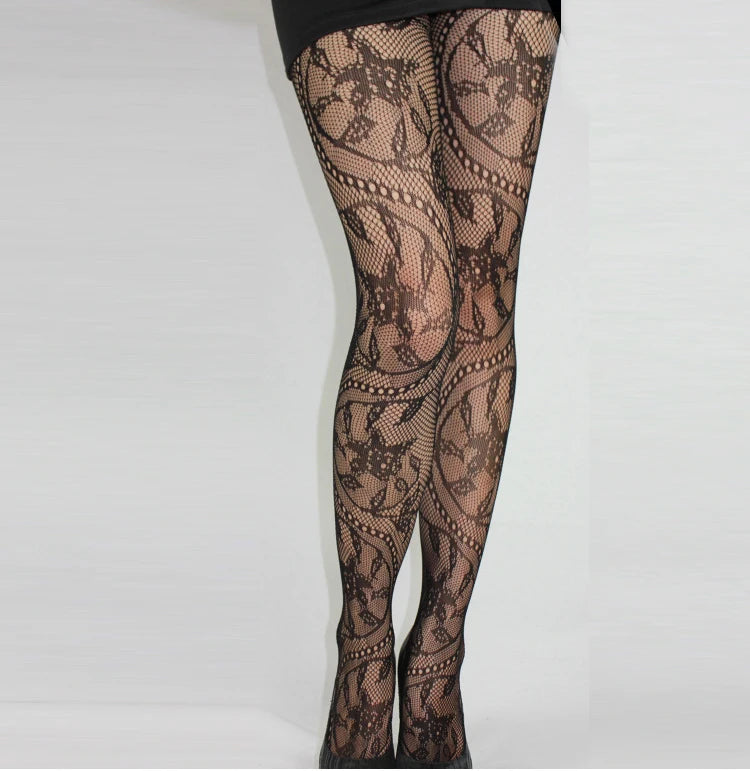 Stocking Sexy Women's Lingerie Lace Fishnet Tights Beauty Leg Vintage Tattoo High Pantyhose Female Plus Size Stockings