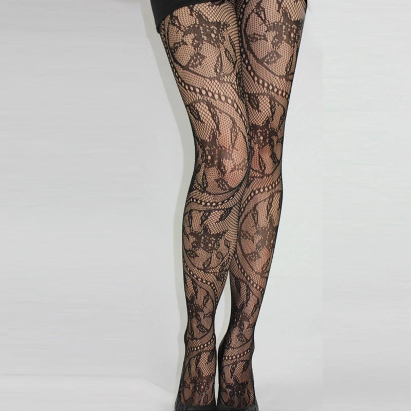 Stocking Sexy Women's Lingerie Lace Fishnet Tights Beauty Leg Vintage Tattoo High Pantyhose Female Plus Size Stockings