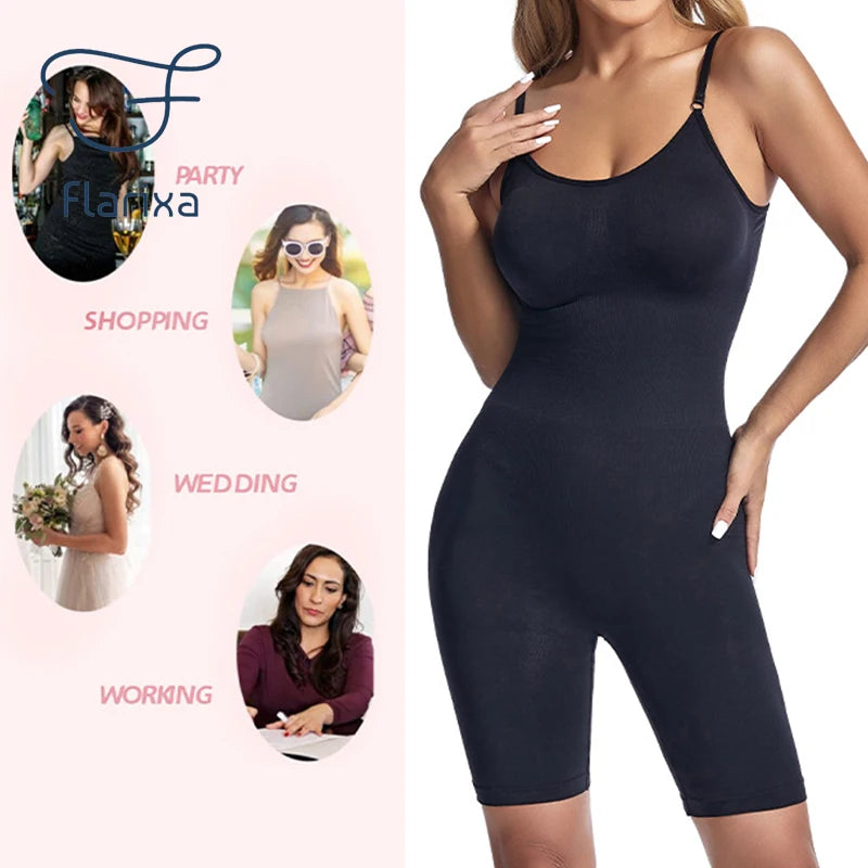 Flarixa Seamless Shapewear Full Body Shaper Hip and Tummy Control Women Comfortable Slimming Bodysuit Faja Plus Size Jumpsuits