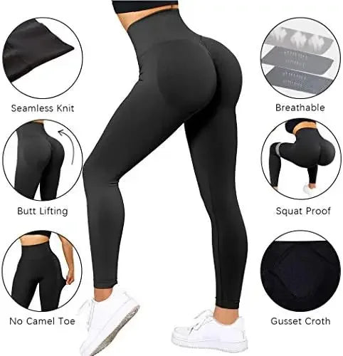 Knitted Seamless Fitness Leggings GYM Pants Women High Waist Push Up Leggings  Tight Peach Buttocks Yoga Pants