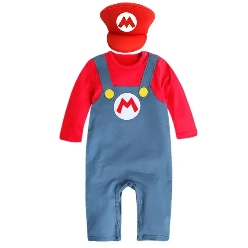 Baby Boy Anime Hooded Brothers Bodysuit Autumn and Winter Thin Section Fleece Long Sleeve Bodysuit Party Holiday Costume Red