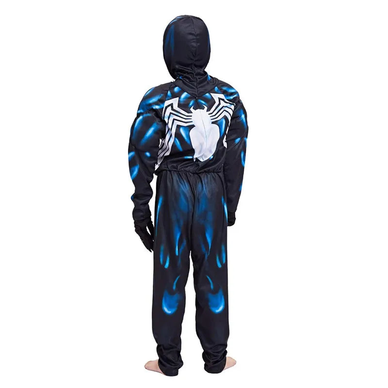 Kids Superhero Black Spider Venom Costume Ghost Costume Onesie 3D Spandex Unisex Jumpsuit Bodysuit for Kids Halloween Cosplay