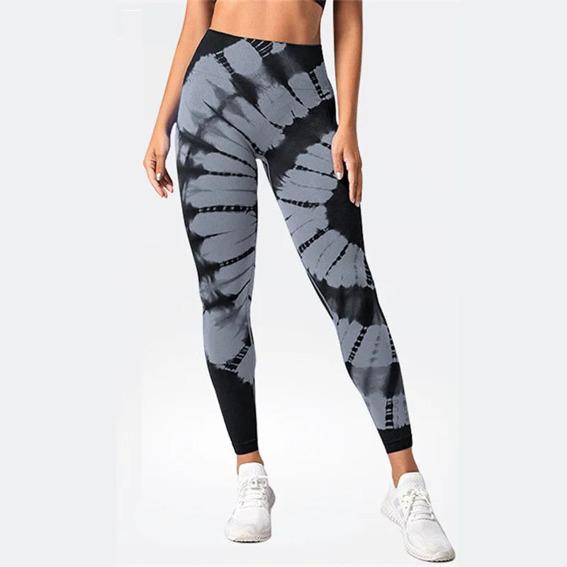 Seamless Tie-dye High-waist Sports Yoga Pants, Peach Buttocks, Breathable Yoga Trousers, Tight-fitting Bottoming Fitness Pants