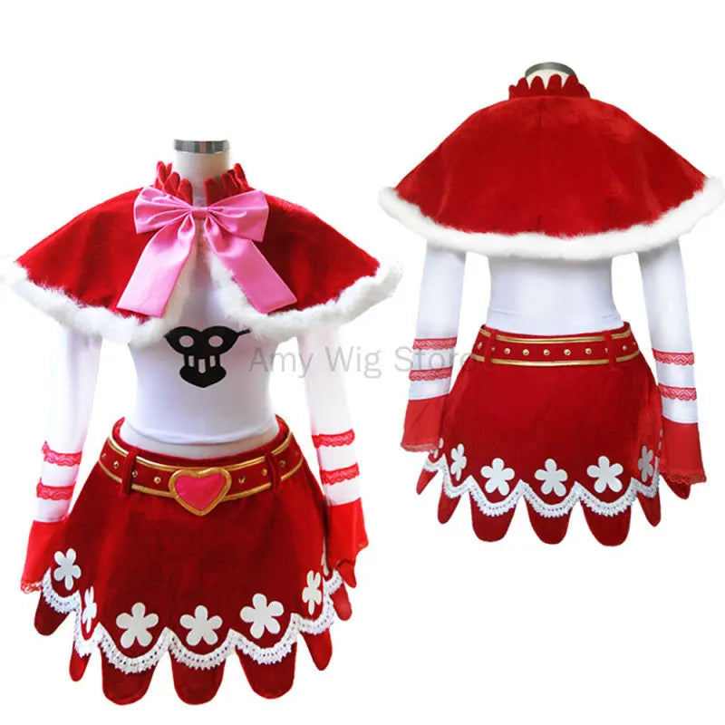 Perona Wig Anime Cosplay Costume Wig Soul Fruit Princess Sexy Woman Shawl Skirt Halloween Red Christmas Clothes Uniform Suit