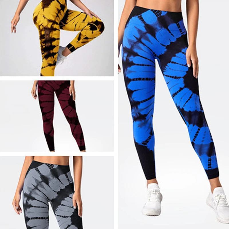 Seamless Tie-dye High-waist Sports Yoga Pants, Peach Buttocks, Breathable Yoga Trousers, Tight-fitting Bottoming Fitness Pants