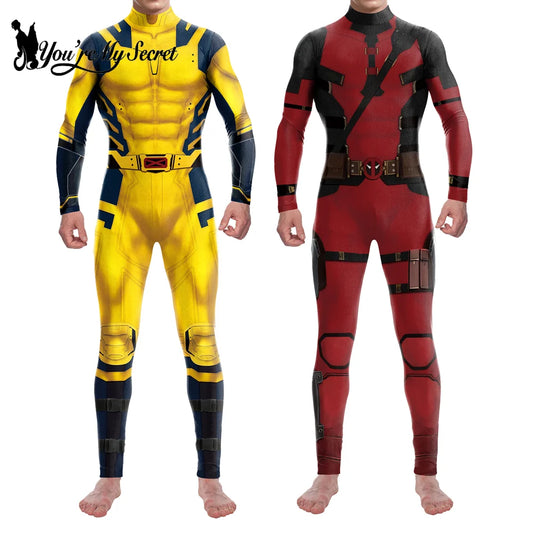 [You're My Secret]Superhero Men Movie Deadpool Wolverine Cosplay Costumes Hallloween Jumpsuit Performance Party Zentai Bodysuits